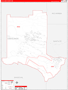 Los Alamos County Wall Map Red Line Style